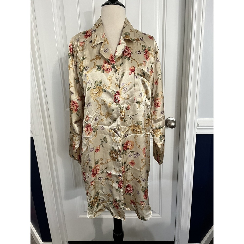 Womans Lingerie Morgan Taylor Intimates‎ Gown Nightshirt Small Gold Floral 185